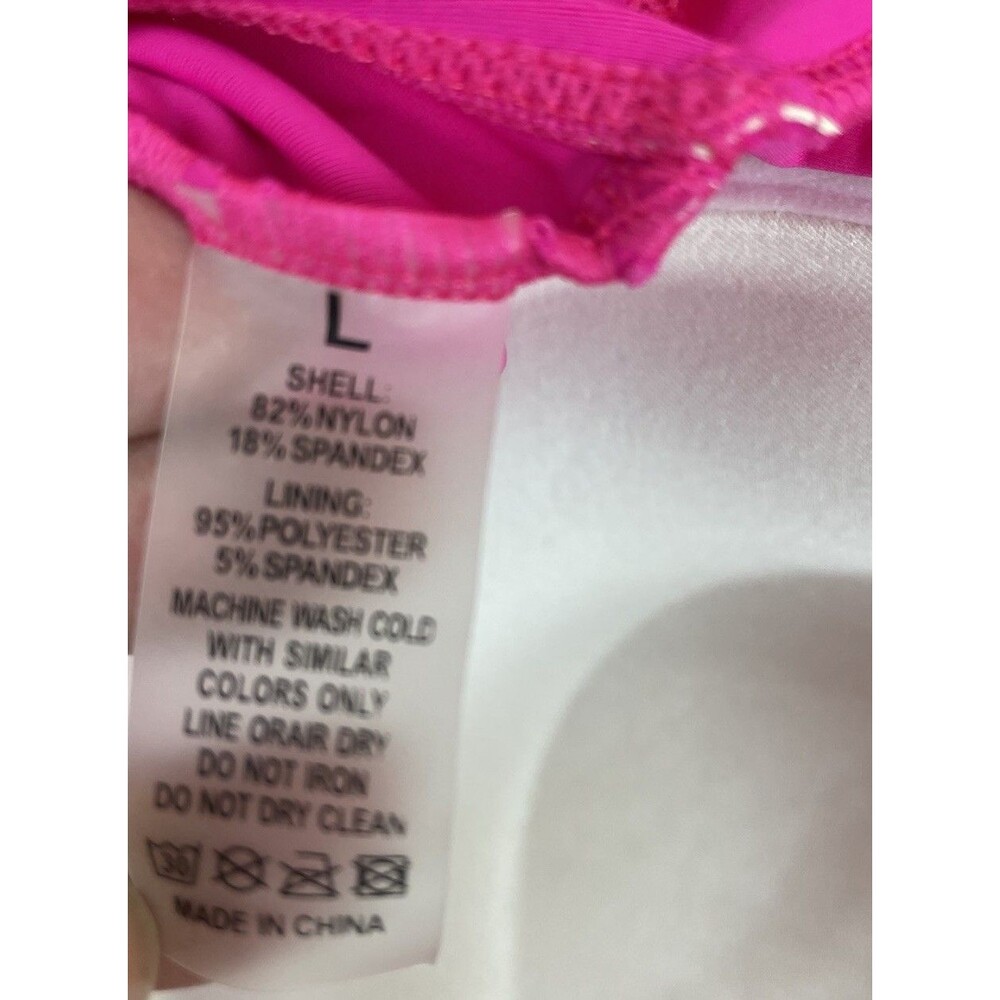 Bikini Swim Top Women Size L 12-14 Hot Pink Halter Straps - Picture 5 of 6